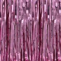 Oblique Unique Lametta Vorhang 92x245 cm Deko für Weihnachten Silvester Geburtstag Deko Fasching Karneval - glänzend rosa