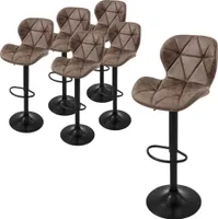 ML-Design sada 6 barových židlí barová židle otočná o 360°, čalouněná barová židle s opěradlem a podnožkou, 59-79 cm