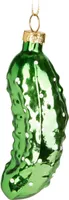 BRUBAKER Weihnachtsgurke Grün - Handbemalte Weihnachtskugel als Saure Gurke aus Glas - Christbaumschmuck Figuren Lustig Deko Baumkugel - 9 cm