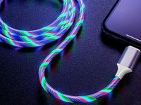 Ladekabel USB-C LED 1 Meter RGB Floating Light Up RGB Reekin 2A Kabel Typ-C