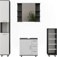 Vicco Badmöbel-Set Ilias, 4 Teile, Anthrazit/Weiß