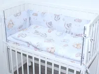 Baby Bettwäsche für Beistellbett 40x90cm Set mit Nestchen Spannbettlaken 6 teilig - D07 - Wolken