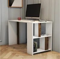 Skye Decor, Lima - White, Walnut, Schreibtisch, Weiß, 100 % MELAMINBESCHICHTETE SPANPLATTEN, 120 x 60 x 75,4 cm