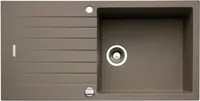 NABER Spüle ANGOLA 100L in CONCRETE mit Drehexcentergarnitur verchromt / Auflagespüle / Einzelbecken / 60 cm Schrankbreite