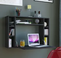 Wandila Schreibtisch , Laptop-Schreibtisch Wand-Schreibtisch und 7 Fächer schwarz.