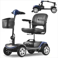 LVHOM seniorský elektrický skútr s 300W motorem, skútr s 9palcovými pneumatikami, skládací elektrický skútr, elektrický invalidní vozík, modrý