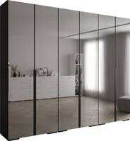 MEBLE KRYSPOL Inova 1 Schrank Spiegel - 236,7x300x47cm - Schwarz Schwarz Schwarz