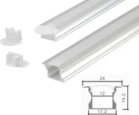 2 Meter Aluprofile Alu Schiene Profil LED Kanal  für LED Strip mit Milchglas Abdeckung Profil  L