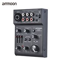 ammoon AGE03 5-Kanal Mini Mic-Line Mischpult Mixer mit USB Audio Interface Eingebauter Echo Effekt USB Powered fuer die Aufnahme von DJ Network Live Broadcasting Karaoke