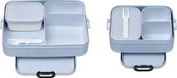 Mepal | Bento-Lunchbox Set | 2-teilig | platzsparende Fächeraufteilung | ideal für 4 bis 8 Brote | langlebig & stylish | Nordic Blue & Hellblau