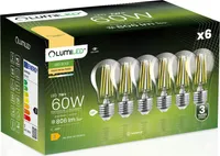LUMILED A60 E27 LED žiarovka 7W nahrádza 60W žiarovku 806 lm 3000K teplá biela žiarovky 260° 6-pack vlákno