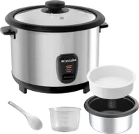 Reiskocher mit Dampfgareinsatz, 1,8 l, Warmhaltefunktion - silber