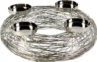 Advents Kranz Edelstahl silber modern 37cm 4 Kerzen Halter Weihnachten Metall
