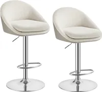 VASAGLE Barhocker, 2er Set, Barstuhl, höhenverstellbar, 360° drehbar, Küchenstuhl, mit Rückenlehne, Sockel, Fußstütze, Stahl