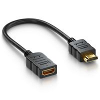 deleyCON HDMI Adapter Kabel Portsaver HDMI Buchse auf HDMI Stecker - Audio Video Übertragung 4K HDR UHD 2160p FULL HD 1080p