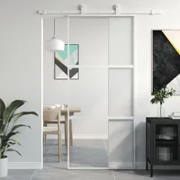 Schiebetür Weiß 90x205 cm Hartglas und Aluminium