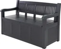 Zahradní lavička s úložným prostorem 280l, 130x60x85cm, černá, plast