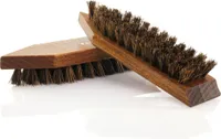 Schmutzbürste (Holz) braun lackiert, Griffkehle und Kokosfasern braun