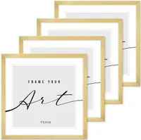 🖼️KNOR®️ Bilderrahmen 30x30 cm Golden, 4er Set Posterrahmen, Bilderrahmen, Fotorahmen, bruchsicheres Acrylglas, Picture Frame 30x30, zum Aufhängen & Aufstellen 🎨Isabella Kollektion