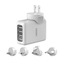 VOOMY Reiseadapter weltweit mit 4 USB Ports - Reisestecker universal USB für 170+ Länder - Für USA, Europa, Australien, inklusive England, Thailand, Indien - Multi-Steckdosenadapter