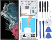 Für Samsung Galaxy S22 Ultra 5G Display Full OLED LCD mit Rahmen Einheit Touch Ersatzteil Reparatur Silber