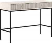 „Maggiore“ Schminktisch mit zwei Schubladen für Schlafzimmer– in Kaschmir, mit gerillten Fronten und Metallbeinen – 104,2 x 50 x 77 cm