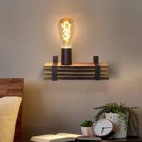 ZMH Wandleuchte Vintage  E27 Holz Retro Wandlampe 23CM Wandspot Industrial mit E27 Fassung