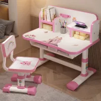 Schreibtisch Kinderschreibtische für den Hausgebrauch Studenten schreiben Hausaufgaben Schreibtische und Stühle Set kann heben (Rosa )