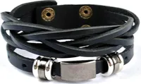 Lederarmband ECHT LEDER Armband  für Herren Damen Nr.01 Schwarz