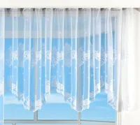 Bogenstore Gardine Jacquard, 145x600, Blumenmuster Weiß Kräuselband Universalband Faltenband Store, 13140