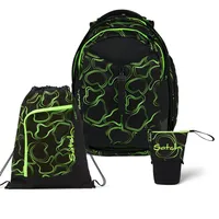 Satch Match Green Supreme Schulrucksack Set 3tlg.