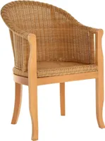 KRINES HOME Rattan-Sessel mit Holzbeinen, Sessel aus echtem Rattan - Rattanstuhl Club (Honig - Dunkel)