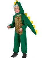 Kostým dinosaura pre deti krokodília koža zelená S 4-6 rokov (110-120 cm)