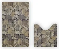 Teppich Badgarnitur 2-teilig - Steine - Weichschaummatte ( 80x48cm / 48x48cm ) - Badvorleger Badteppich Badezimmerteppich - Antirutsch Bad Dusche