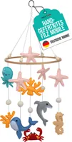 Wortek Mobile Baby Mobile Babybett Mobile Wickeltisch – mit Ozean Tieren aus Filz - Baby Mobile für Bett Baby Windspiel zum Aufhängen