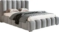 MOTIVENA Grand Bubble Bett 160x200, Polsterbett 160x200 mit Bettkasten, Polsterbett 160x200 Samt, Grau Hellgrau
