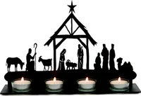 Teelichthalter Teelichthalter 4 Stück Weihnachten Kerzenständer Schwarz #34
