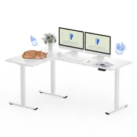 FLEXISPOT Höhenverstellbarer Schreibtisch 180x120cm L-förmiger Eckschreibtisch mit 3 Beinen, 4 Speicherplätzen, Antikollisionsschutz, LED (Weiß)