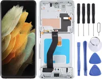 Für Samsung Galaxy S21 Ultra 5G Display Full OLED LCD mit Rahmen Einheit Touch Ersatzteil Reparatur Silber