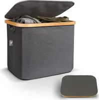 HENNEZ Aufbewahrungskorb "Adrian", 40 l - faltbar - mit Deckel & Bambusrahmen