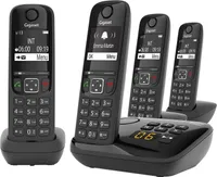 Gigaset AS690A Quattro - 4 Schnurlose DECT-Telefone mit Anrufbeantworter - gut lesbarem kontrast Display
