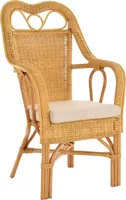 KRINES HOME Wintergarten Sessel Harry Armlehnsessel mit hoher Rückenlehne Rattansessel Wintergartensessel (Honig-Gelb)