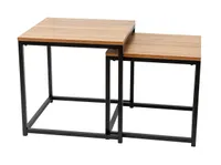 Beistelltisch 2er Set in Holzoptik, auch ideal als Couchtisch oder Nachttisch, ca. 35x35x35 und ca. 40x40x40 cm (schwarz)