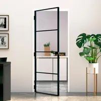 vidaXL Drzwi wewnętrzne czarne 83x201,5 cm szkło hartowane i aluminium slim
