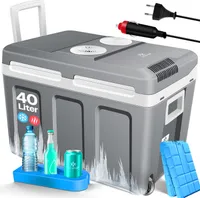 KESSER® Kühlbox 40L mit Rollen | zum Warmhalten und Kühlen | Thermo-Elektrische Kühlbox | Mini-Kühlschrank | 12 & 230V Thermobox für Auto, Camping & Steckdose ECO Modus | inkl. Kühlakkus | Grau