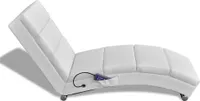 vidaXL Masážne lehátko Chaise Longue White Faux Leather