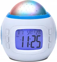 7In1 Wecker Mit Sternenhimmelprojektor, Led-Nachtlicht, Thermometer, Melodien