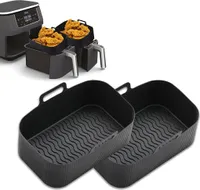 ["2 Stk. Heißluftfritteuse Korb Silikon Zubehör Ersatz Für Ninja Dual Air Fryer, Airfryer Silikon Ersatzkorb Luftfritteuse Silikonkorb Küchenzubehör Heißluftfritteusen Ofenzubehör, Schwarz"],