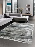 Teppich Design mit Glanzfasern grau blau gemustert Größe - 80 x 300 cm