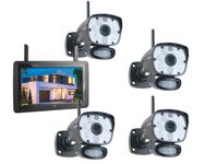 Überwachungskamera Komplettset 4 Kameras + 9Zoll Monitor, Handy Überwachungs App